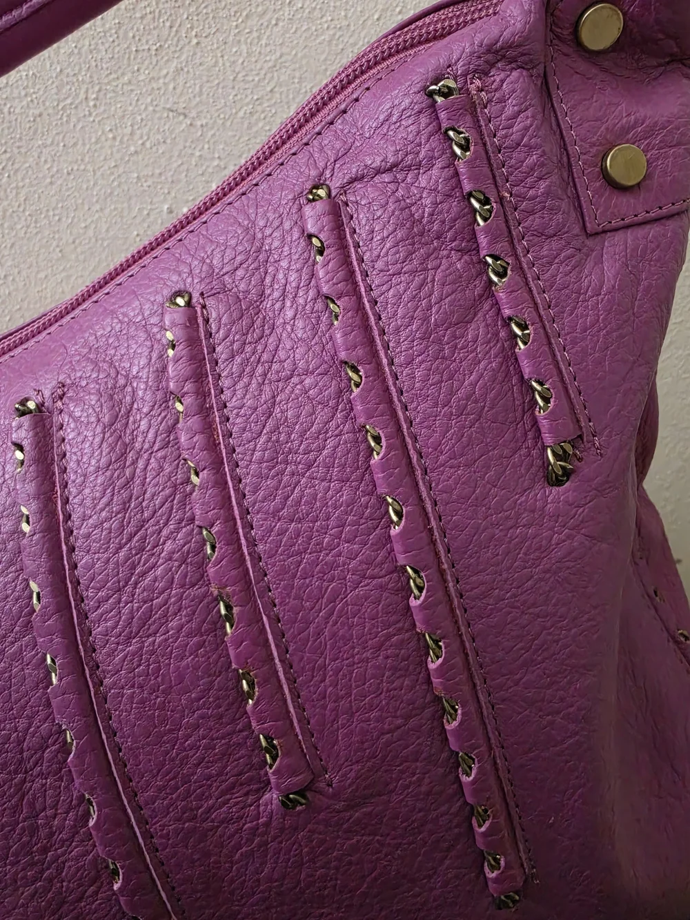 Sharif Purple Leather Hobo Bag